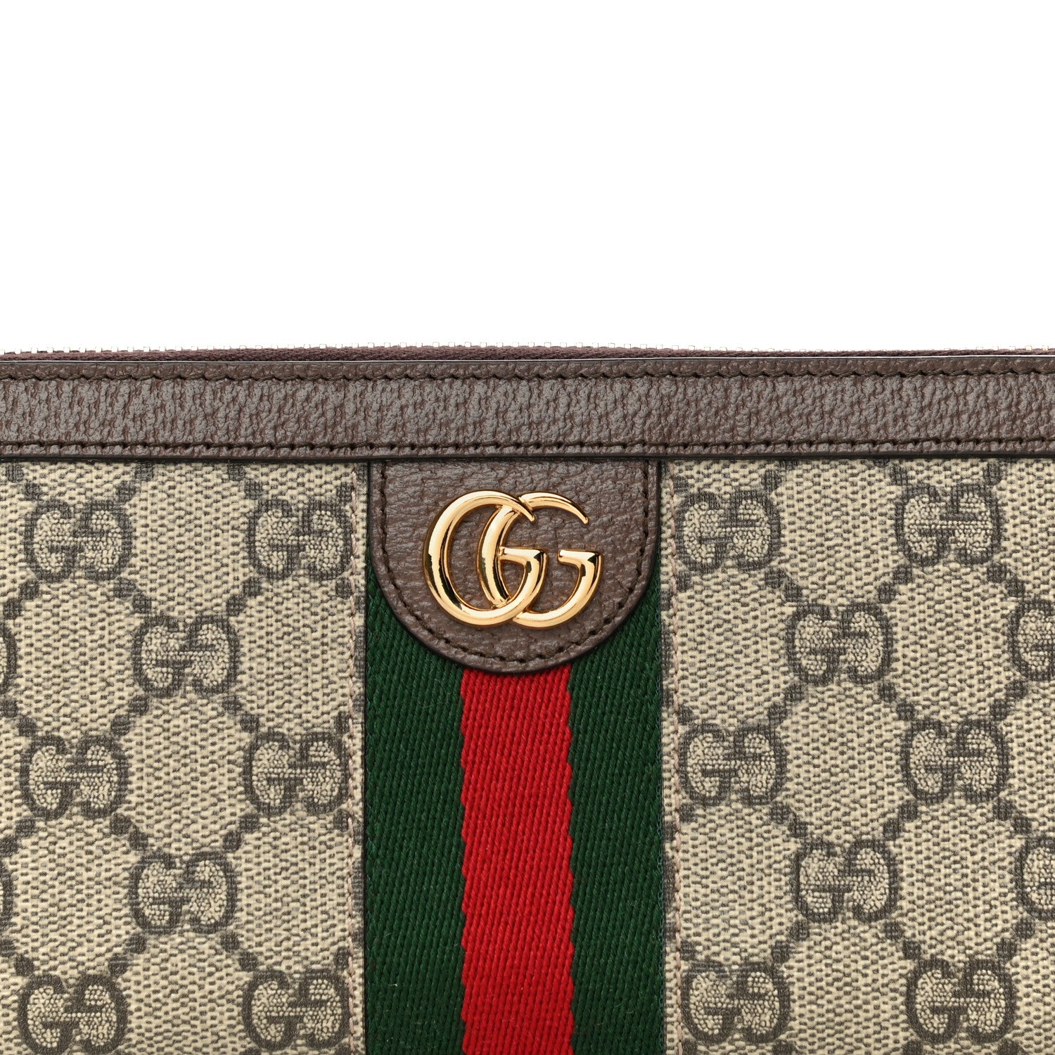 Gucci GG Supreme Monogram Web Ophidia Zip Around Wallet Brown 7 of 11