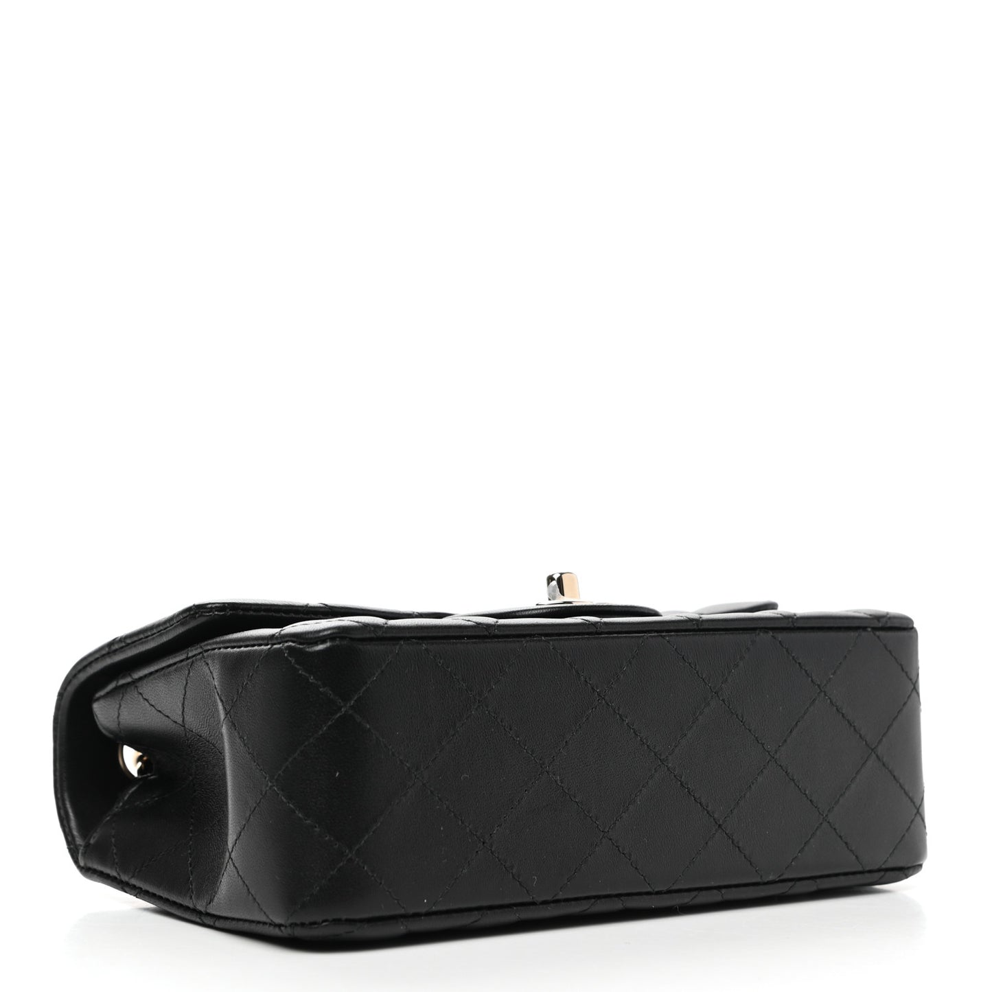 Lambskin Quilted Mini Rectangular Flap Black