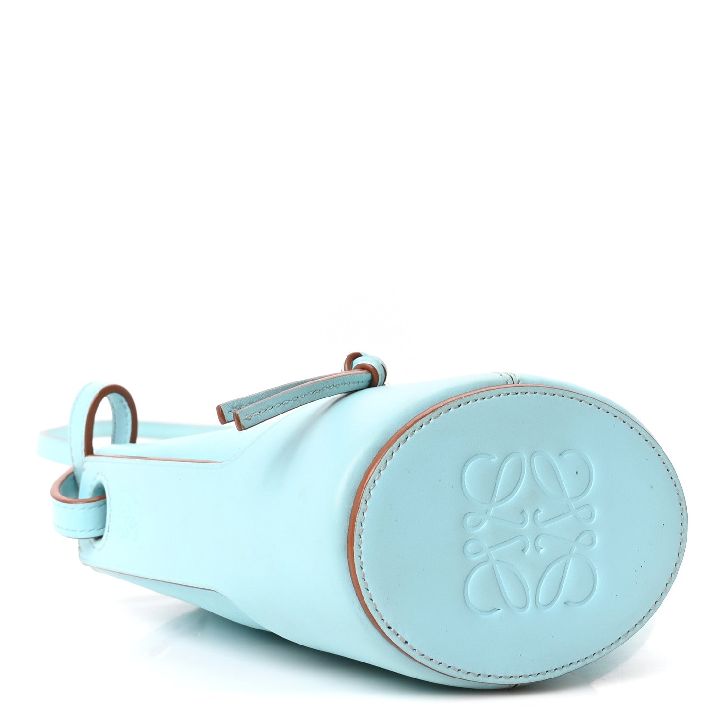 Loewe Calfskin Nano Balloon Bucket Bag Light Blue Cognac 3 of 9