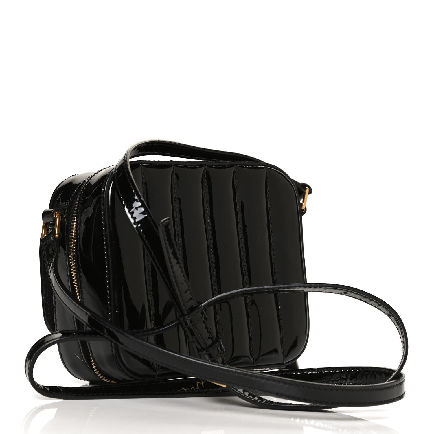 Saint Laurent Patent Calfskin Matelasse Monogram Small Vicky Chain Bag Black 3 of 10