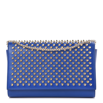 Christian Louboutin Calfskin Spikes Paloma Clutch Blue 1 of 11