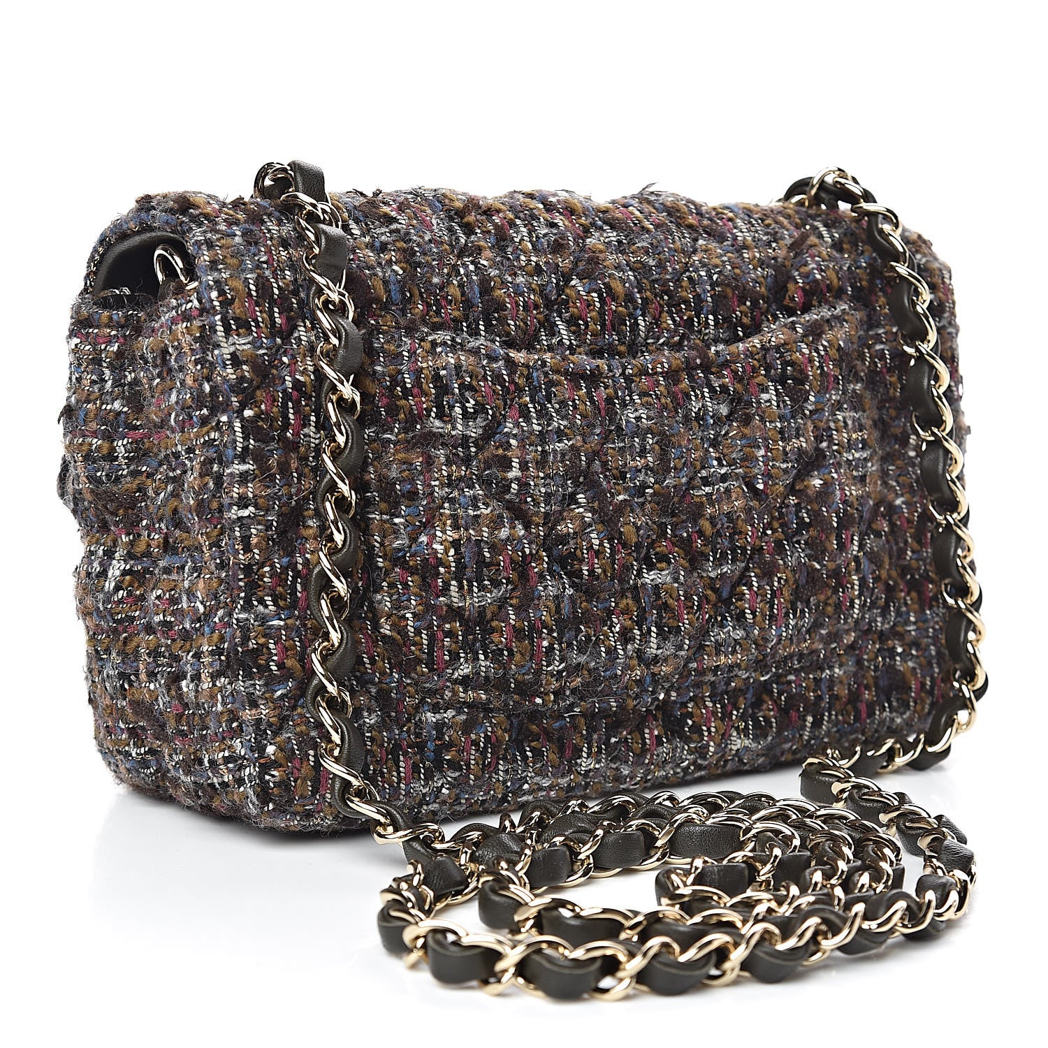 Chanel Tweed Quilted Mini Rectangular Flap Beige 3 of 10