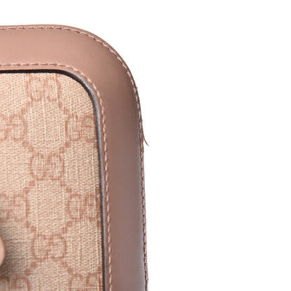 Gucci GG Supreme Monogram Selleria Calfskin Four Wheel Carry On Suitcase Winter Rose 18 of 23