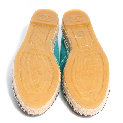 Chanel Canvas Double Sole Espadrilles 38 Green Black 5 of 7