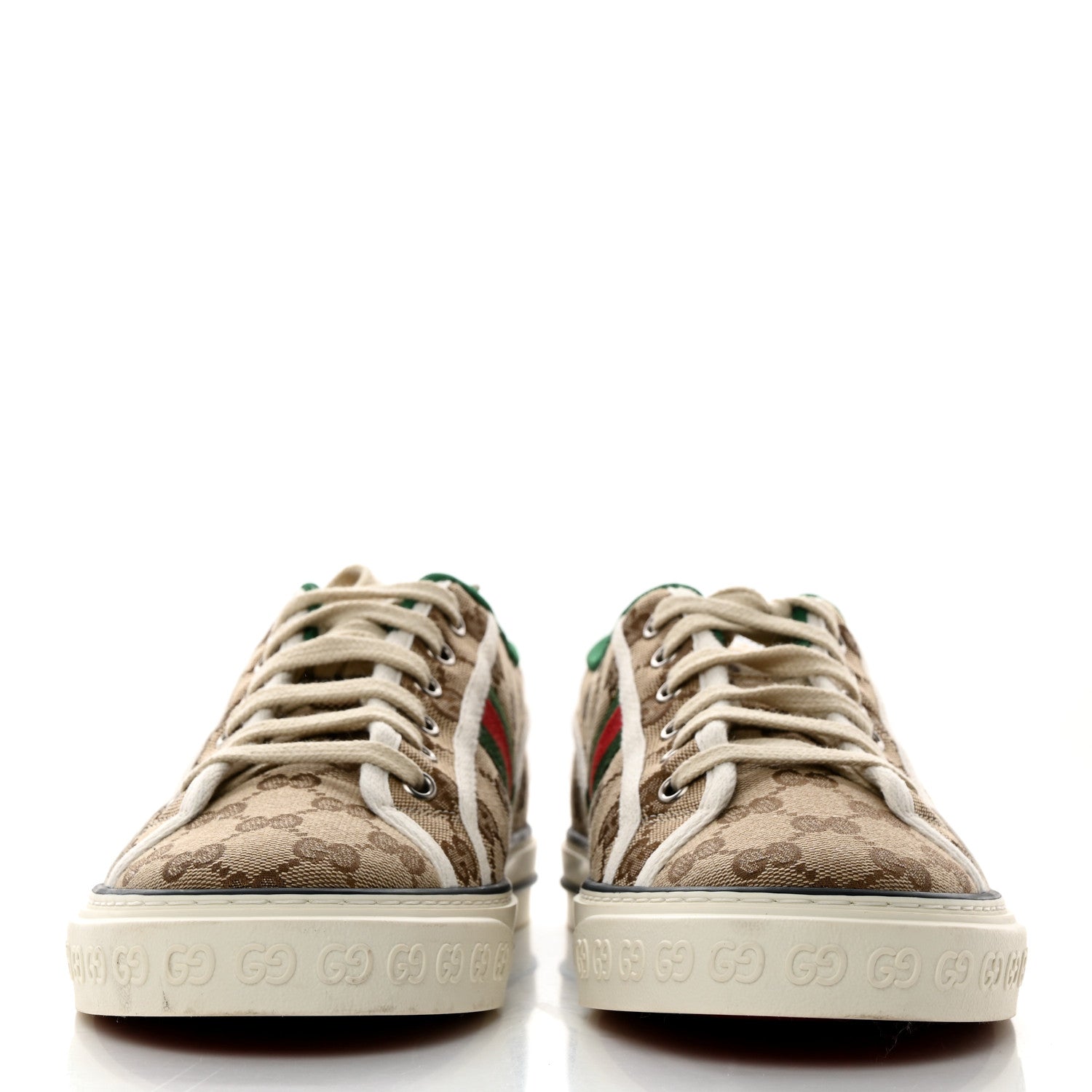 Gucci GG Monogram Web Mens 1977 Tennis Sneakers 7 Beige Ebony Mystic White 2 of 8