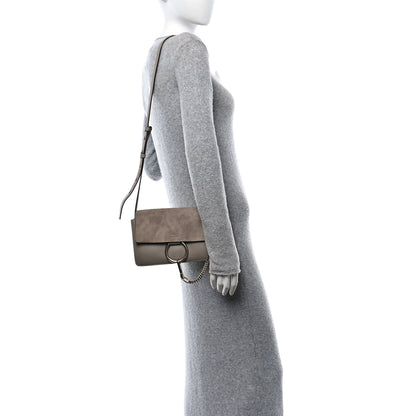 Chloe Suede Calfskin Small Faye Shoulder Bag Motty Grey 2 of 10