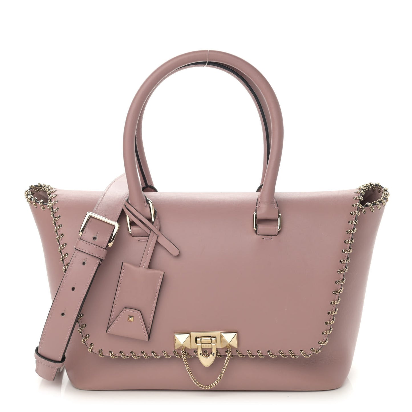 Calfskin Groumette Small Demilune Double Handle Satchel Lipstick