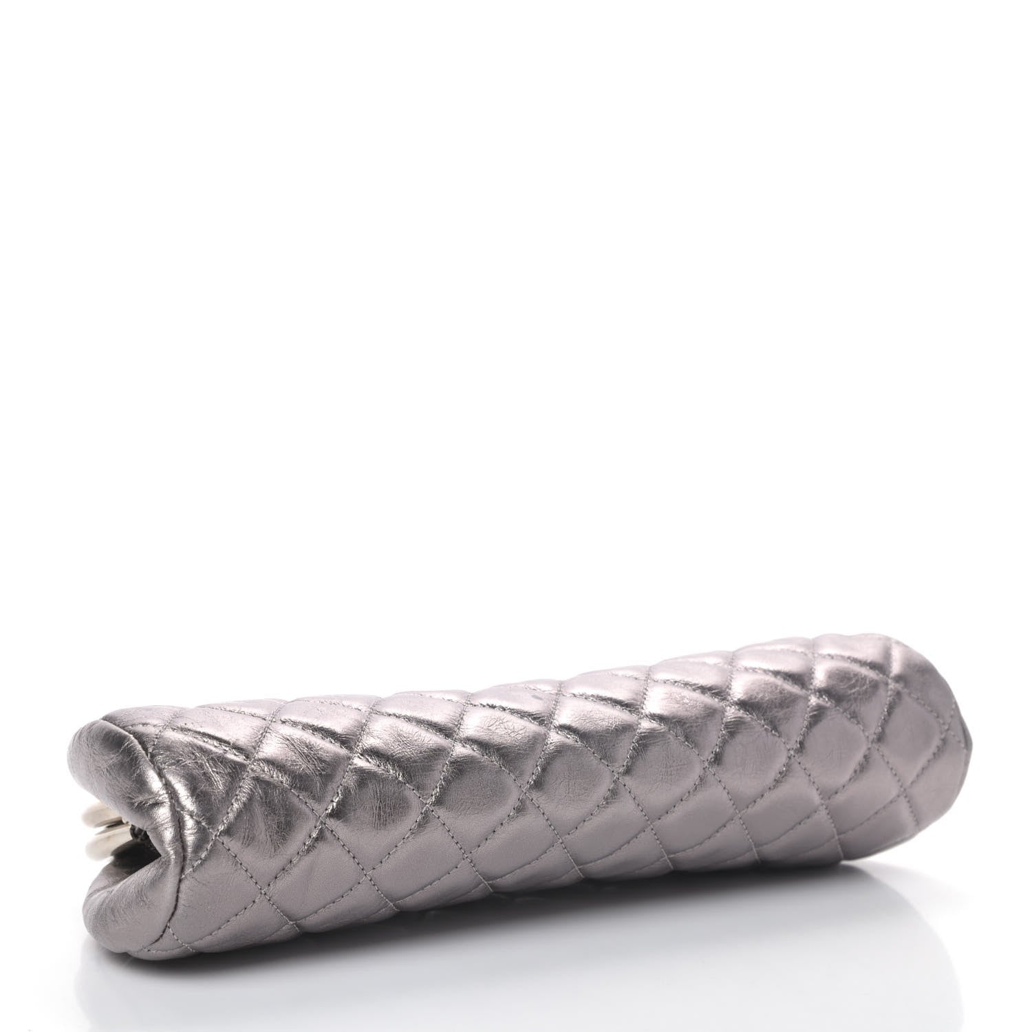 Chanel Metallic Aged Calfskin Quilted Timeless Clutch Silver 3 of 4