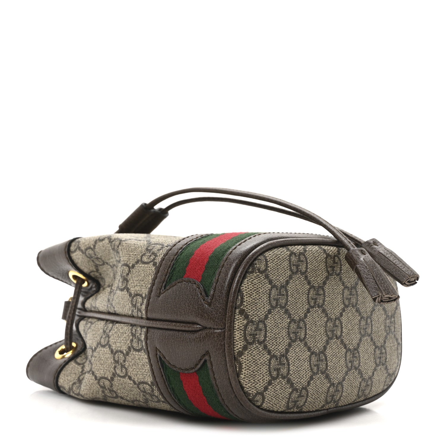 Gucci GG Supreme Monogram Web Mini Ophidia Bucket Bag Brown 4 of 10