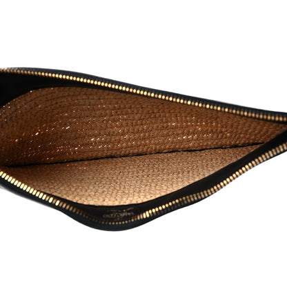 Valentino Garavani Raffia Calfskin Small Rockstud Zip Pouch Naturale Black 5 of 9