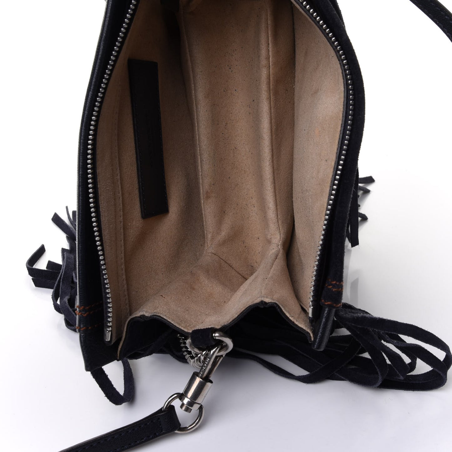 Calfskin Suede Fringe Cross 3 Crossbody Bag Dark Blue