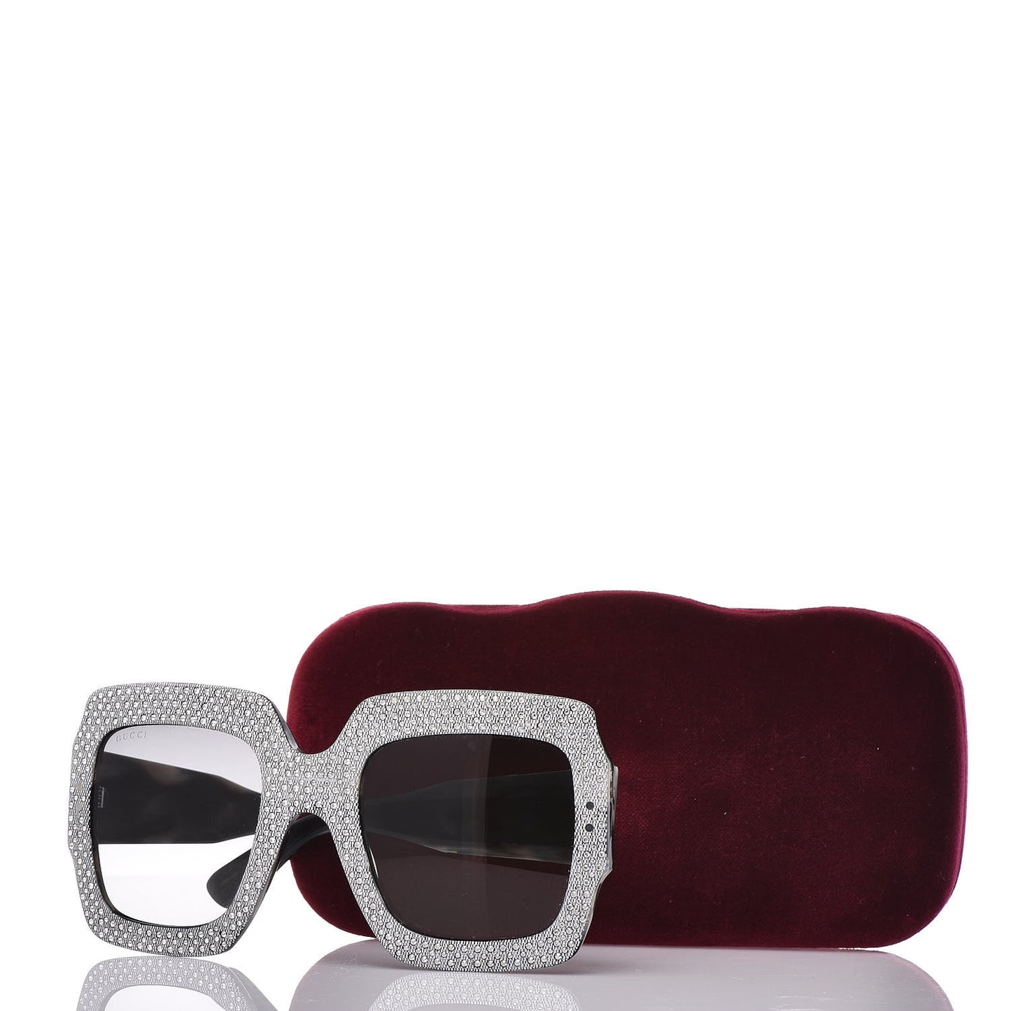 Crystal Square Frame Sunglasses GG0048S Grey