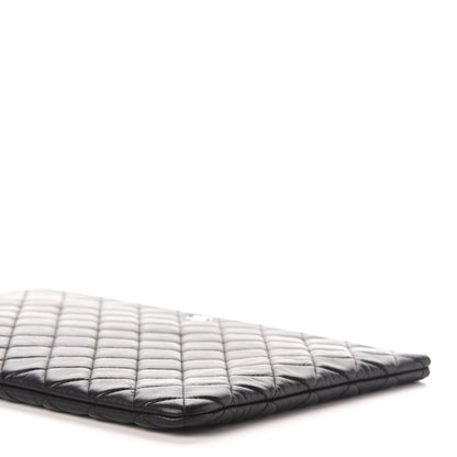 Chanel Lambskin Quilted Large Cosmetic Case Black 9 of 10