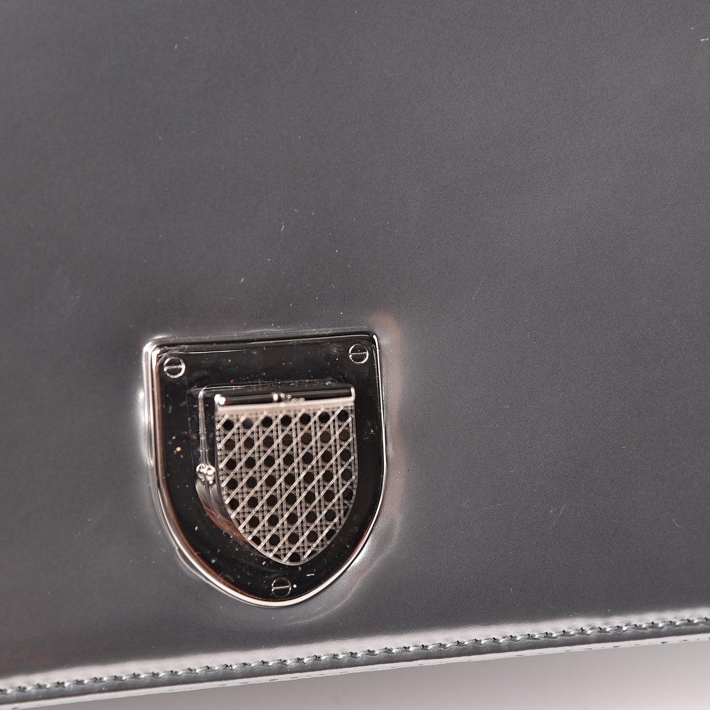 Metallic Patent Micro-Cannage Medium Diorama Flap Bag Silver