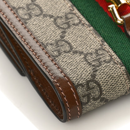 Gucci GG Supreme Monogram Textured Calfskin Web Jackie 1961 French Flap Wallet Beige Ebony Brown Sugar 7 of 9