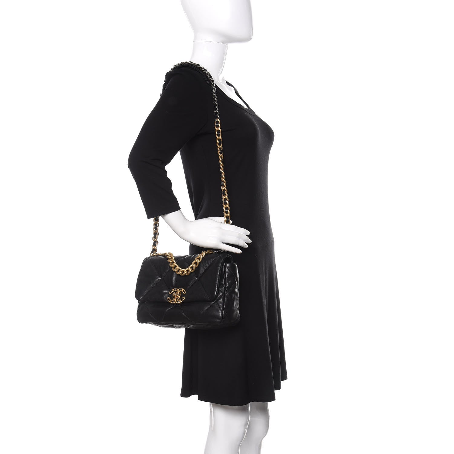 Chanel Goatskin Quilted Medium Chanel 19 Flap Black 2 of 10