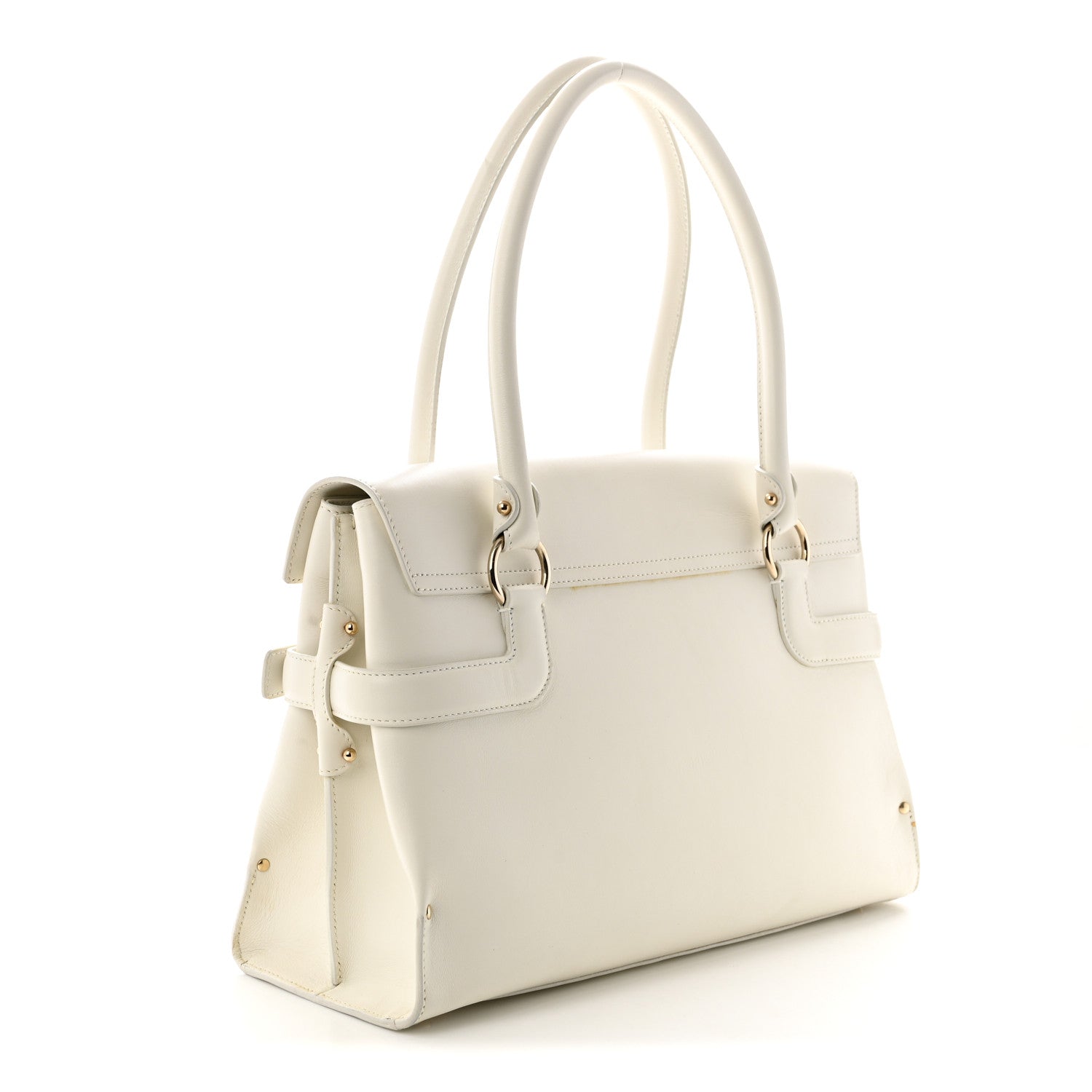 Salvatore Ferragamo Calfskin Gancini Top Handle Satchel White 3 of 10