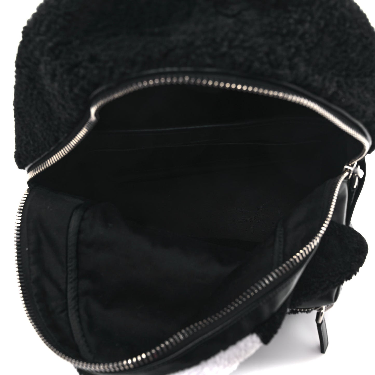 Shearling Stripe Logo Stark Backpack Black White