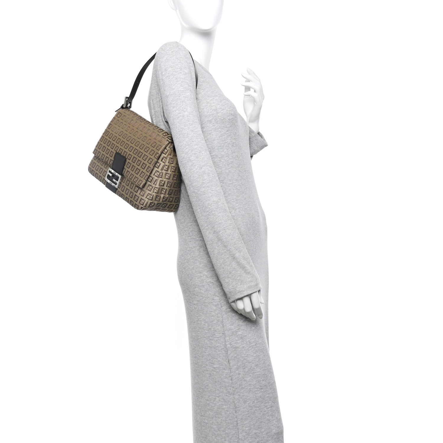 Fendi Zucchino Vitello Mama Baguette Testa di Moro Beige 2 of 9