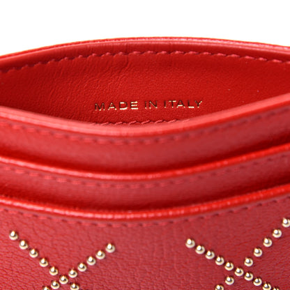 Chanel Shiny Lambskin Studded Rock The Diamond CC Card Holder Red 7 of 8