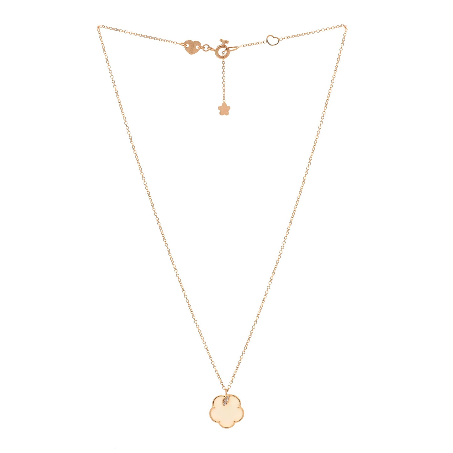 18K Rose Gold Diamond White Agate Petit Joli Necklace