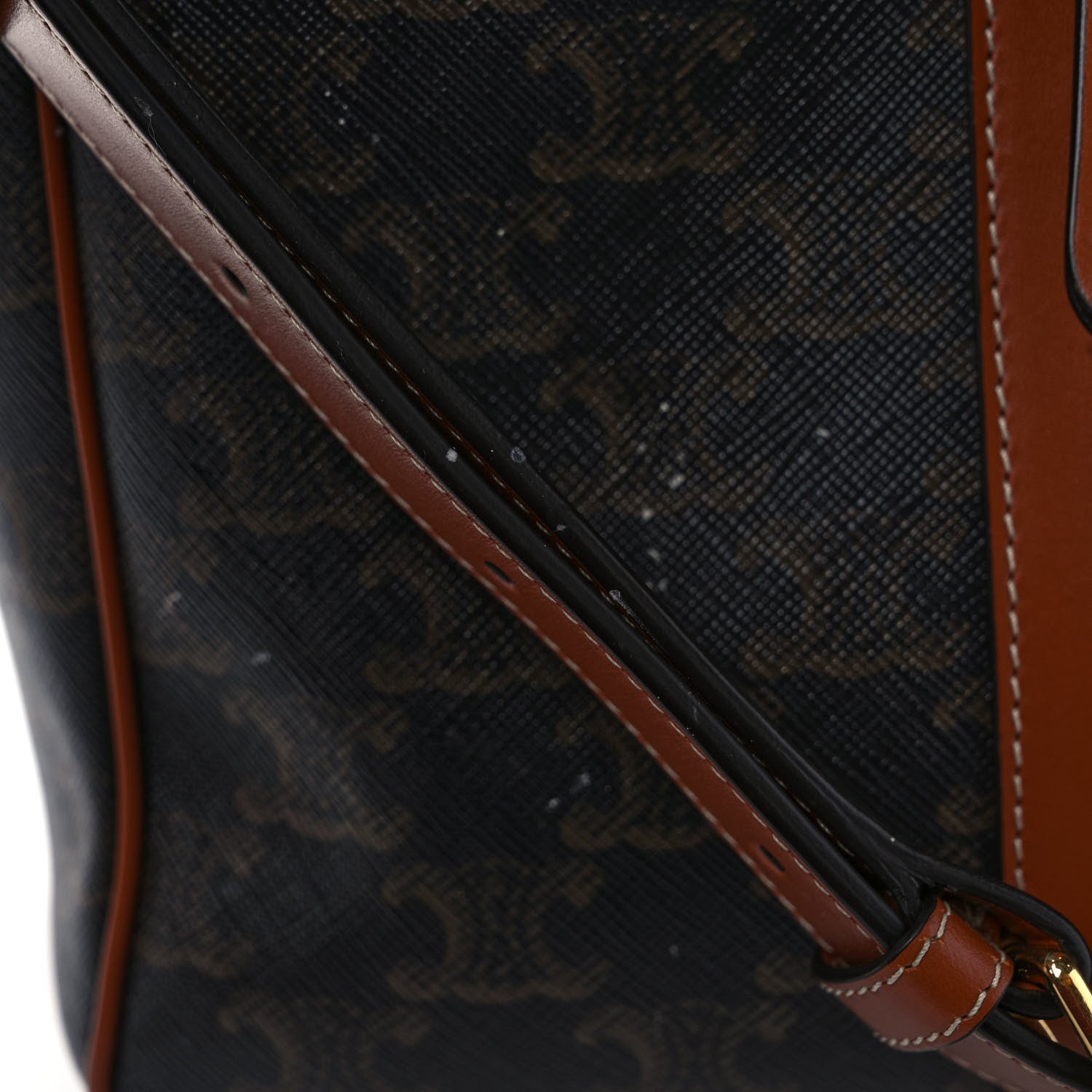 Celine Triomphe Canvas Calfskin Vertical Boston Bag Tan 8 of 10