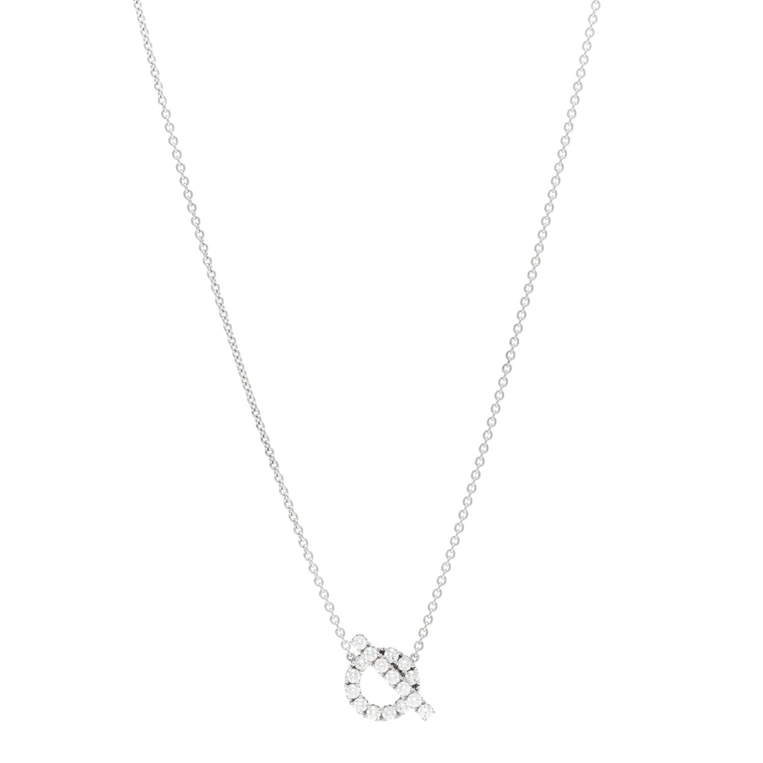 Hermes 18K White Gold Diamond Finesse Pendant Necklace 1 of 5