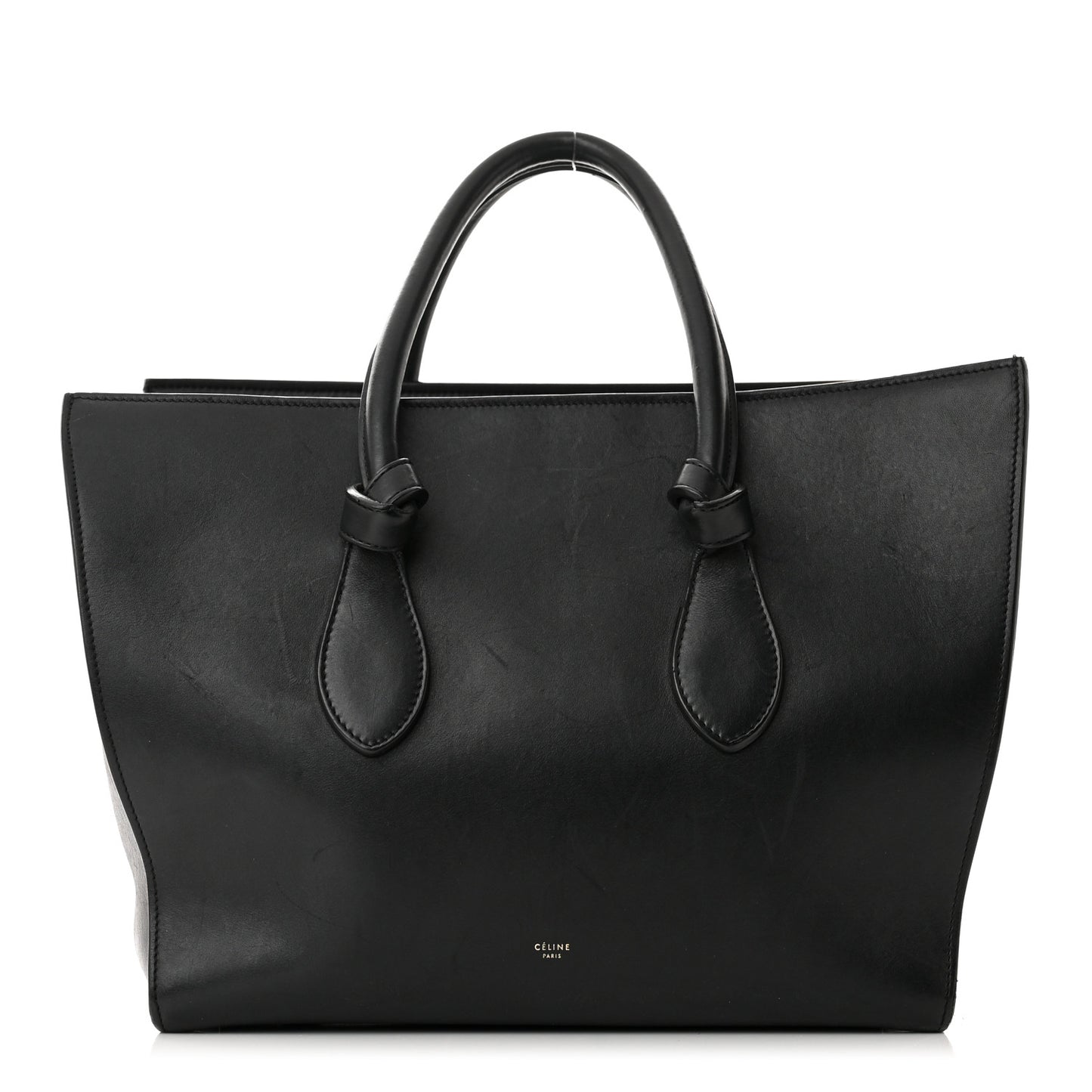 Natural Calfskin Medium Tie Knot Tote Black