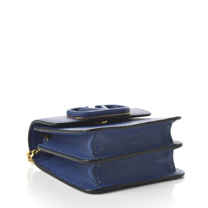 Valentino Garavani Grainy Calfskin VLogo Compact Wallet with Chain Blue 4 of 10