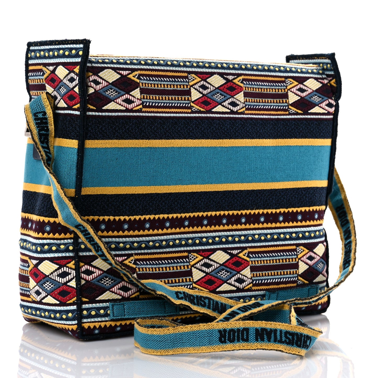 Canvas Embroidered Diorcamp Messenger Vert Multicolor