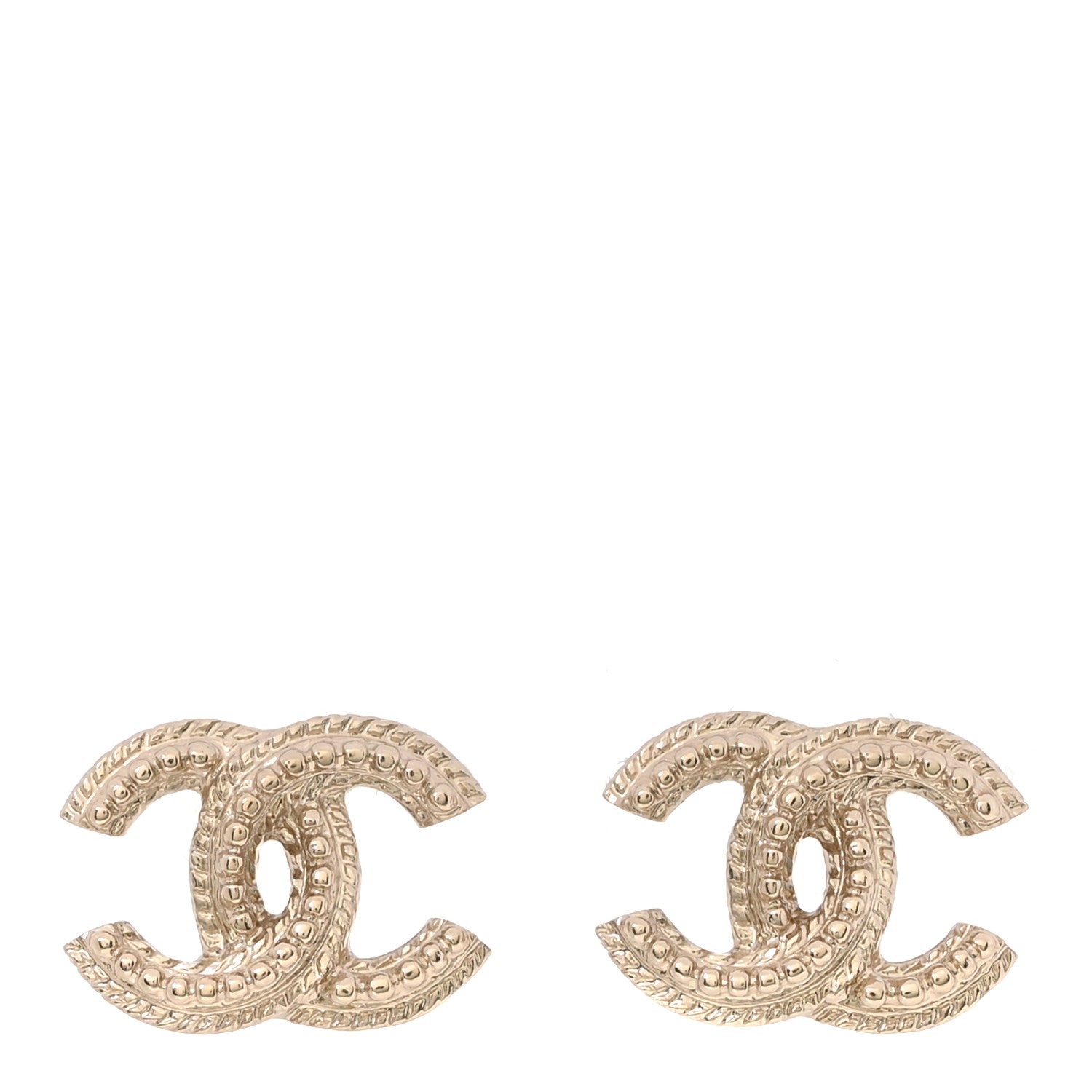 Chanel Metal Textured CC Earrings Gold 1 of 5