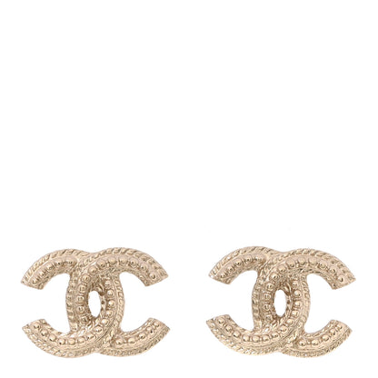 Chanel Metal Textured CC Earrings Gold 1 of 5