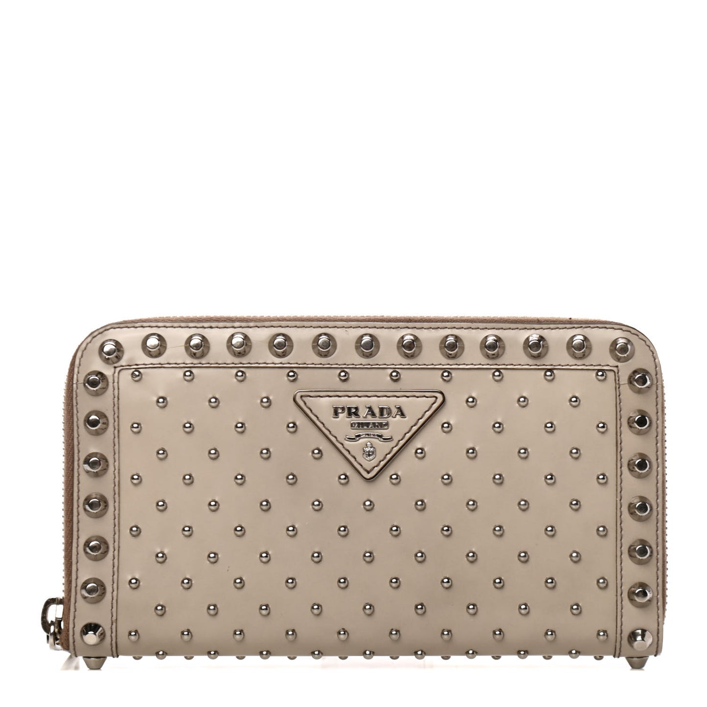 Spazzolato Studded Zip Around Wallet Quarzo
