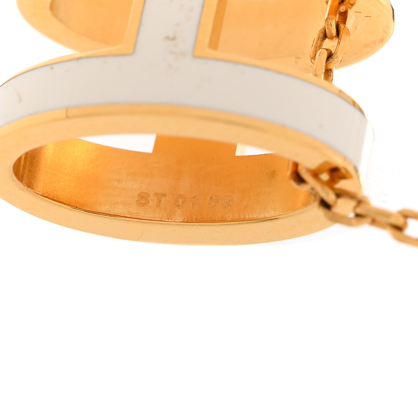 Lacquered Gold Pop H Pendant Necklace White