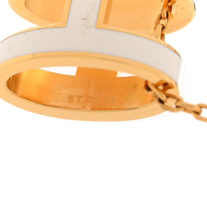 Hermes Lacquered Gold Pop H Pendant Necklace White 6 of 7