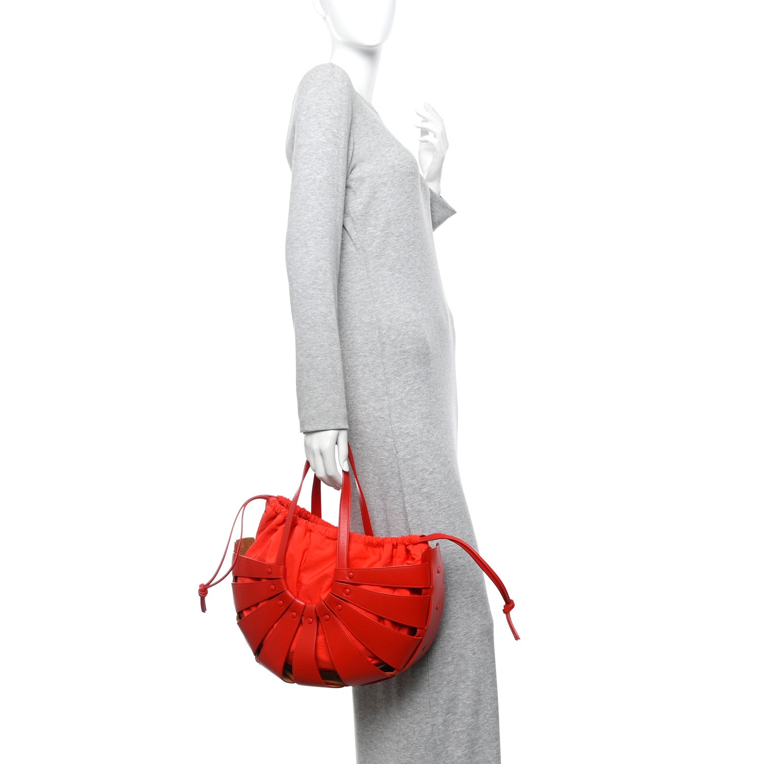 Bottega Veneta French Calfskin Shell Bag Chili Tomato 2 of 10