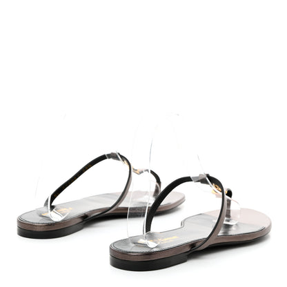 Saint Laurent Calfskin Cassandra Monogram Sandals 38.5 Bronze 4 of 8
