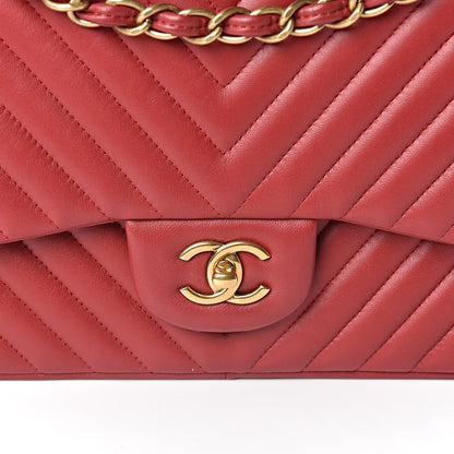 Chanel Lambskin Chevron Quilted Jumbo Double Flap Dark Red 18 of 18