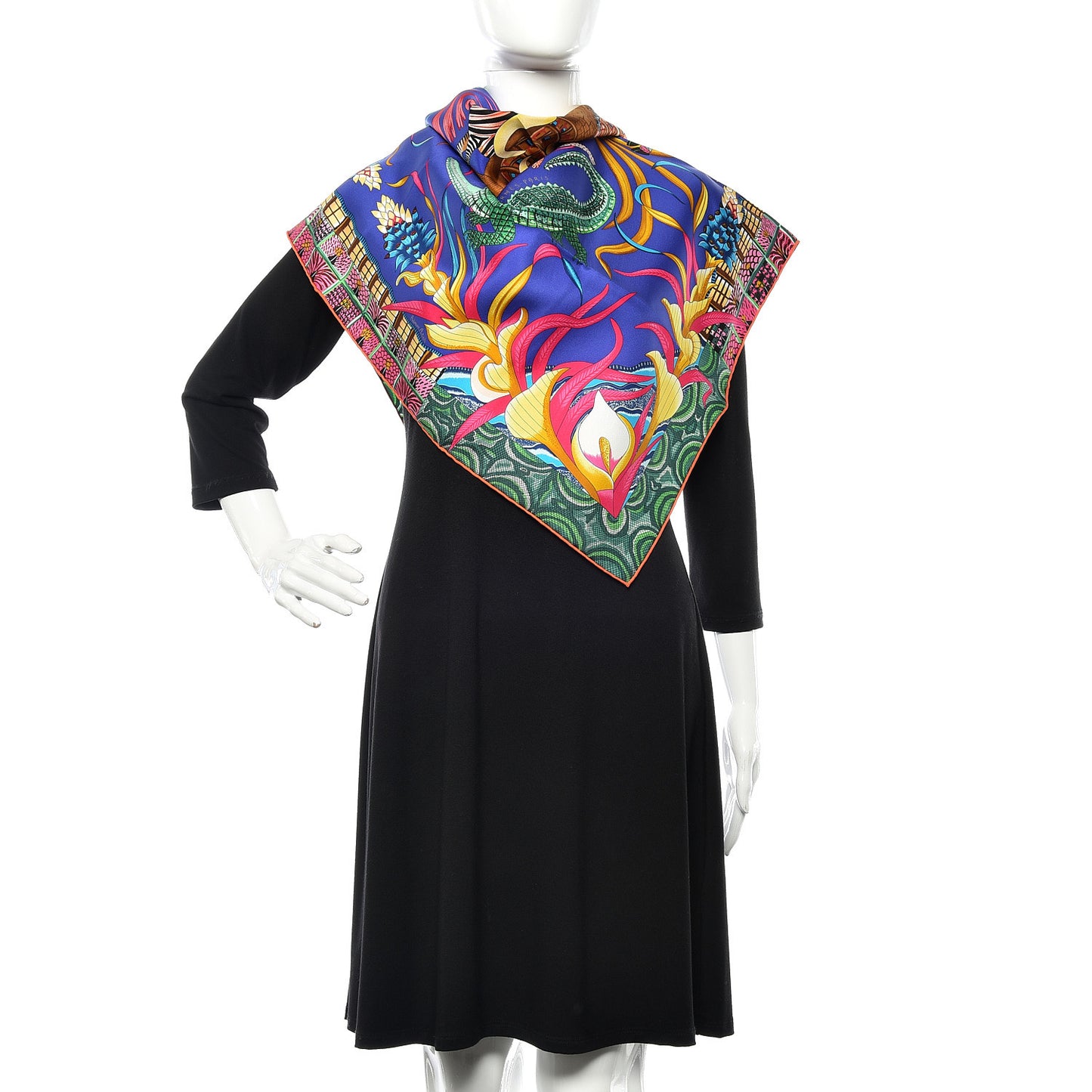 Silk La Marche Du Zambeze Scarf 90 Iris Vert Brique