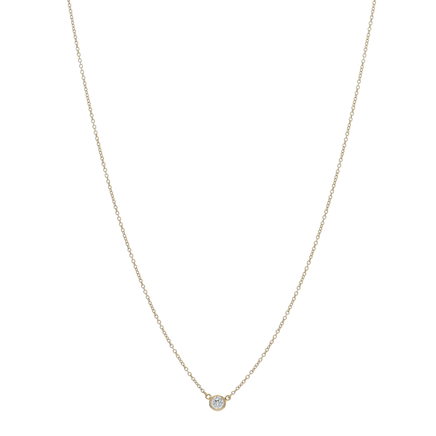 Tiffany 18K Yellow Gold Diamond .14ct Elsa Peretti Diamonds by the Yard Pendant Necklace 1 of 4