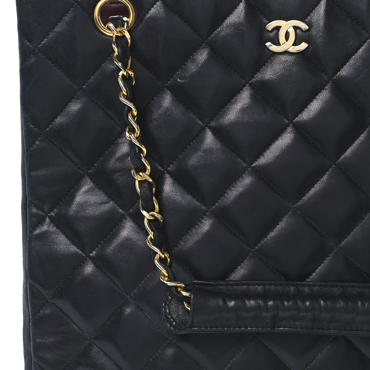 Chanel Lambskin Quilted Shopping Tote Black 8 of 10