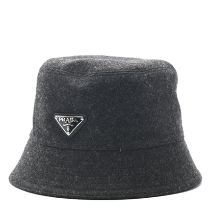 Prada Authentic Loden Wool Metal Triangle Logo Bucket Hat L Anthracite 1 of 8