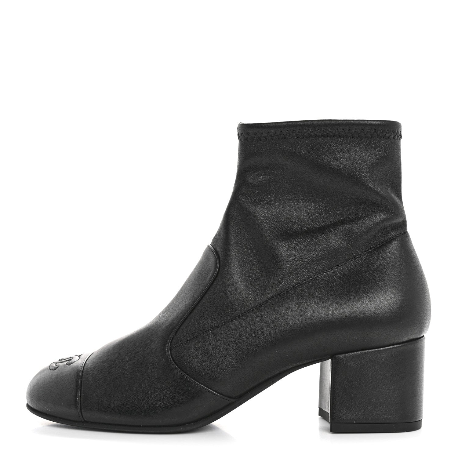 Chanel Stretch Lambskin Cap Toe CC Short Boots 39 Black 1 of 9