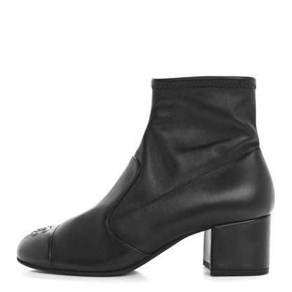 Chanel Stretch Lambskin Cap Toe CC Short Boots 39 Black 1 of 9