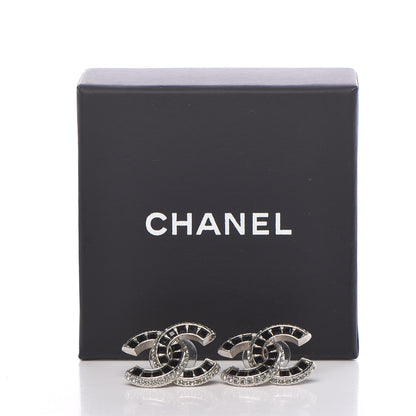 Chanel Crystal Baguette CC Earrings Black 5 of 5