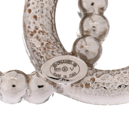 Chanel Pearl Crystal CC Earrings Silver 4 of 4