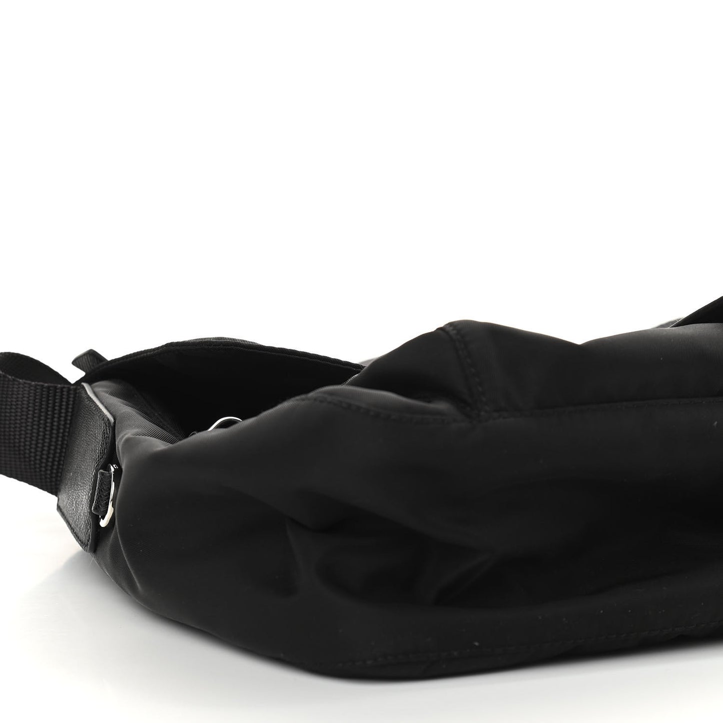 Nylon Vela Saffiano Single Buckle Messenger Shoulder Bag Black