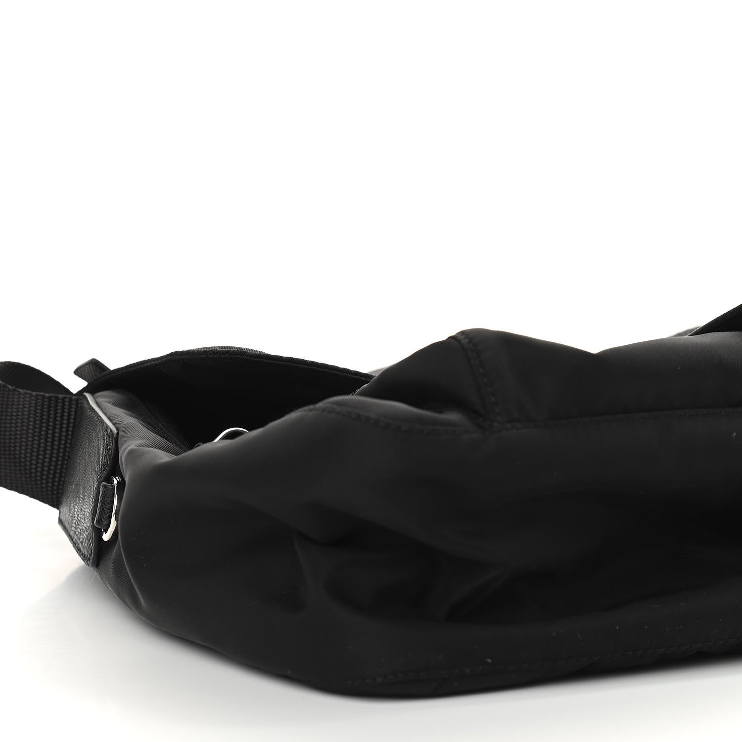 Prada Nylon Vela Saffiano Single Buckle Messenger Shoulder Bag Black 8 of 9