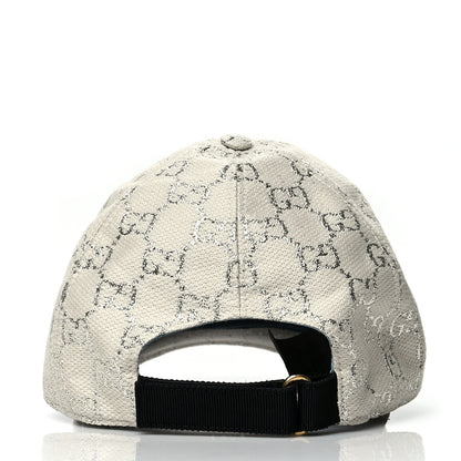 Gucci Canvas Lame GG Monogram Rush Baseball Hat M Gardenia Silver 5 of 9
