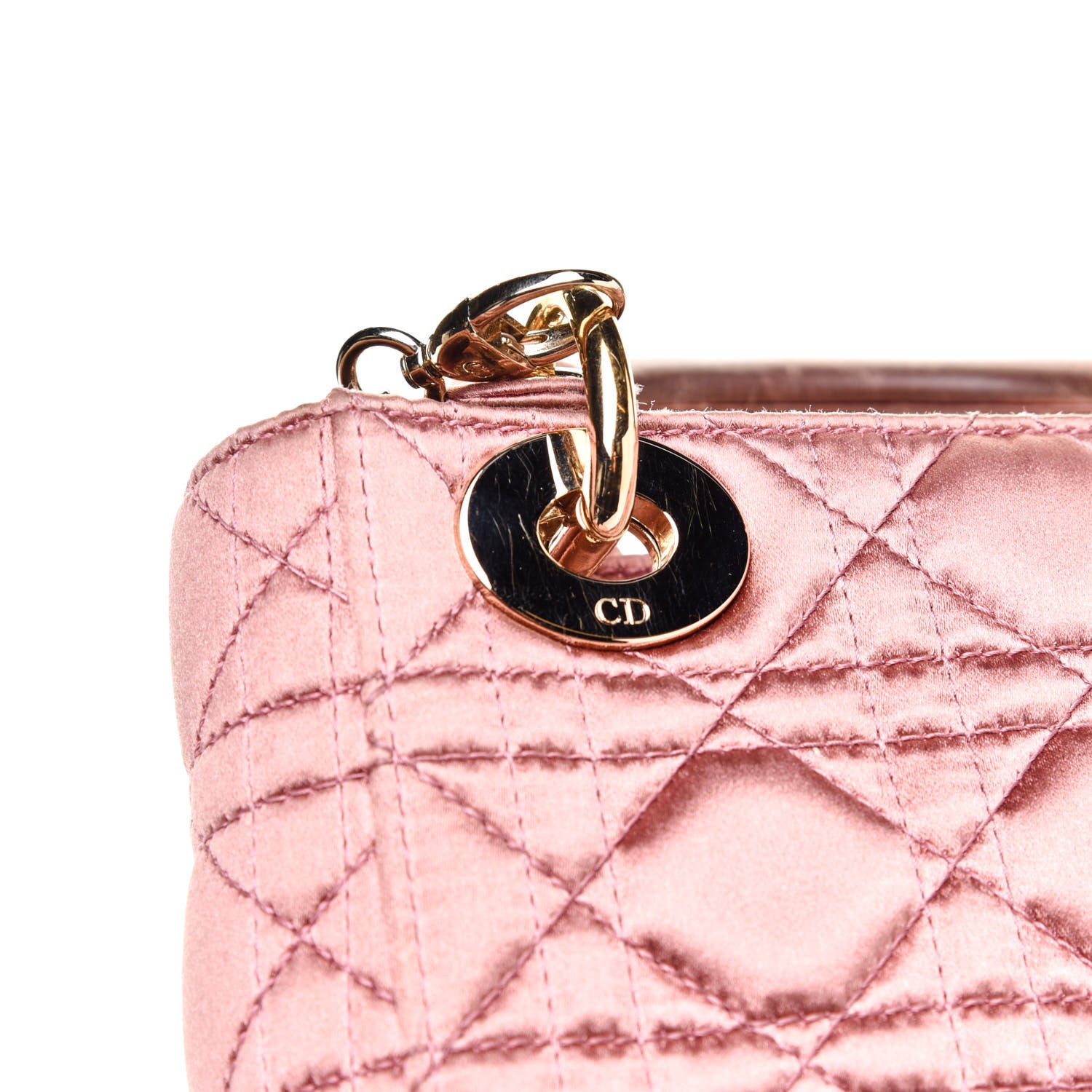 Christian Dior Satin Swarovski Crystal Cannage Mini Lady Dior Pink 13 of 13